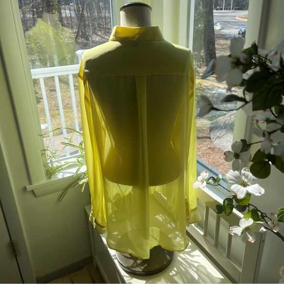 Guess Sheer Button Down Blouse with Studded Buttons, Size L - Picture 6 of 16